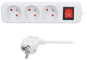 prodlužovací přívod 3z 2m 3x1 bílá +vyp. Solight