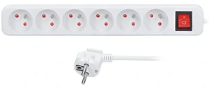 prodlužovací přívod 6z 1,5m 3x1 bílá +vyp. Solight
